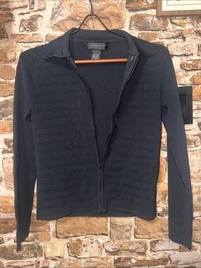 Geoffrey Beene Zip-Up Ribbed Knit Jacket